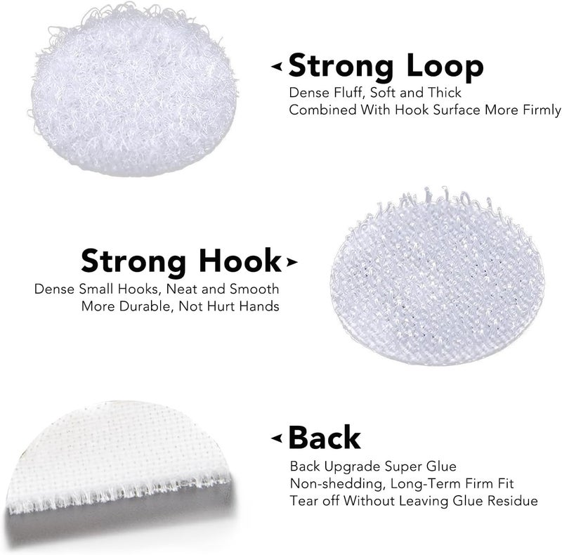 yrrBgo 1000 Pcs(500 Pairs) 0.59inch Diameter Strong Sticky Round Nylon Dots, Hook and Loop Circle Dots with Adhesive, for Arts and Crafts Classroom Decor, Office, Home Organization - Image 3
